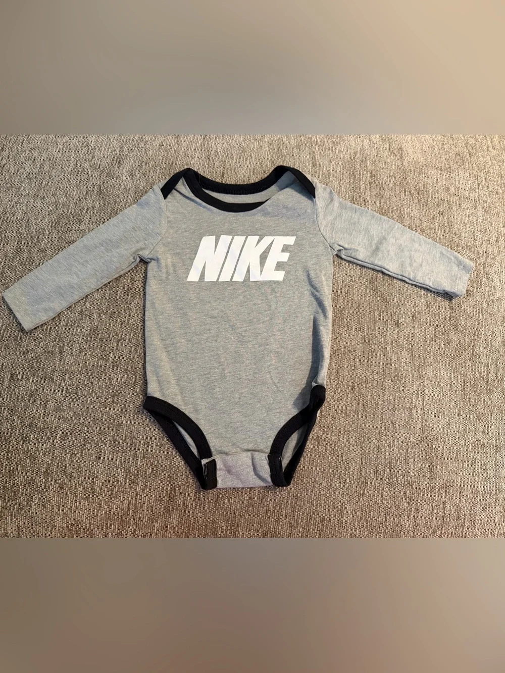 Nike Gray and Black Long-Sleeve Baby Bodysuit